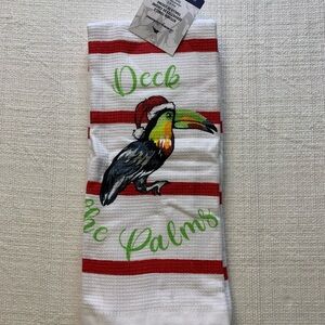 Tommy Bahama Tropical Bird Towel with Red and Green Stripes
